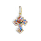 Cross Pendant Necklace Iced Out Colorful CZ
