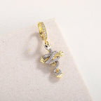 Iced Out Cross Snake Dangle Hoop Earrings