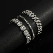Iced Out Cuban Link Silver Set — 3-Piece Tennis