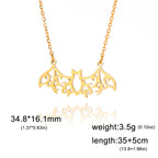 Flying Bat Cutout Pendant Necklace — Stainless Steel