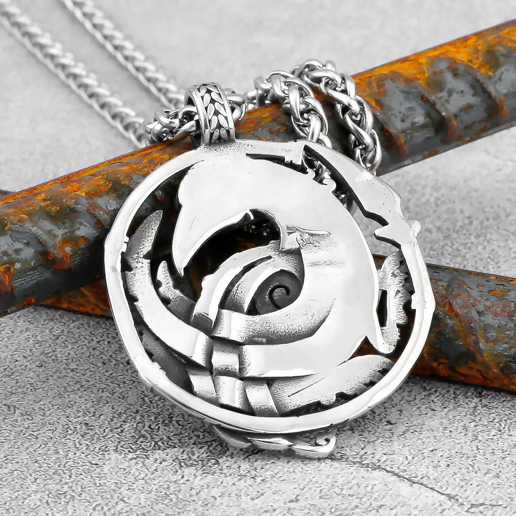 High Quality Vintage Viking Crow Arrow Necklace Men's Nordic Stainless Steel Fashion Amulet Rune Pendant Scandinavian Jewelry