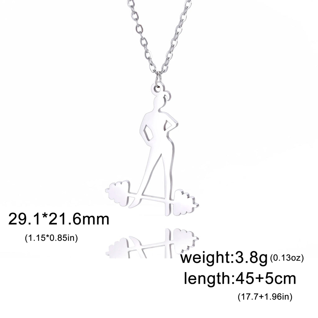 Unift Stainless Steel Sport Women Necklace Runner Rhythmic Gymnastics  Silhouette Pendant Fashion Birthday Jewelry Wholesale