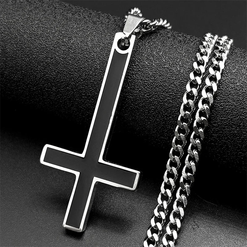 Cross Steel Pendant Upside Down Witchcraft Inverted