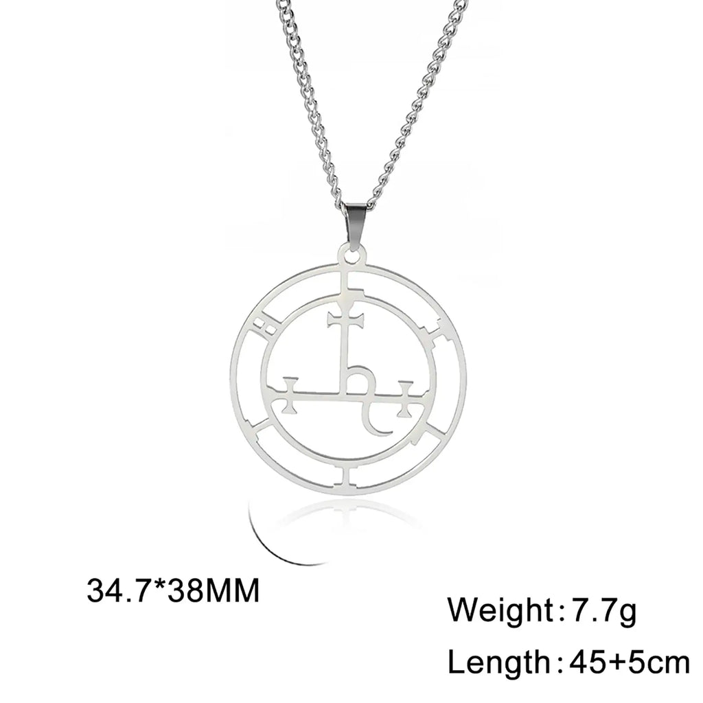 VASSAGO Sigil of Lilith Necklace Lilith Sigil Hecate Goddess Pendant Lucifer Satanic Lilith Symbol Wiccan Jewelry for