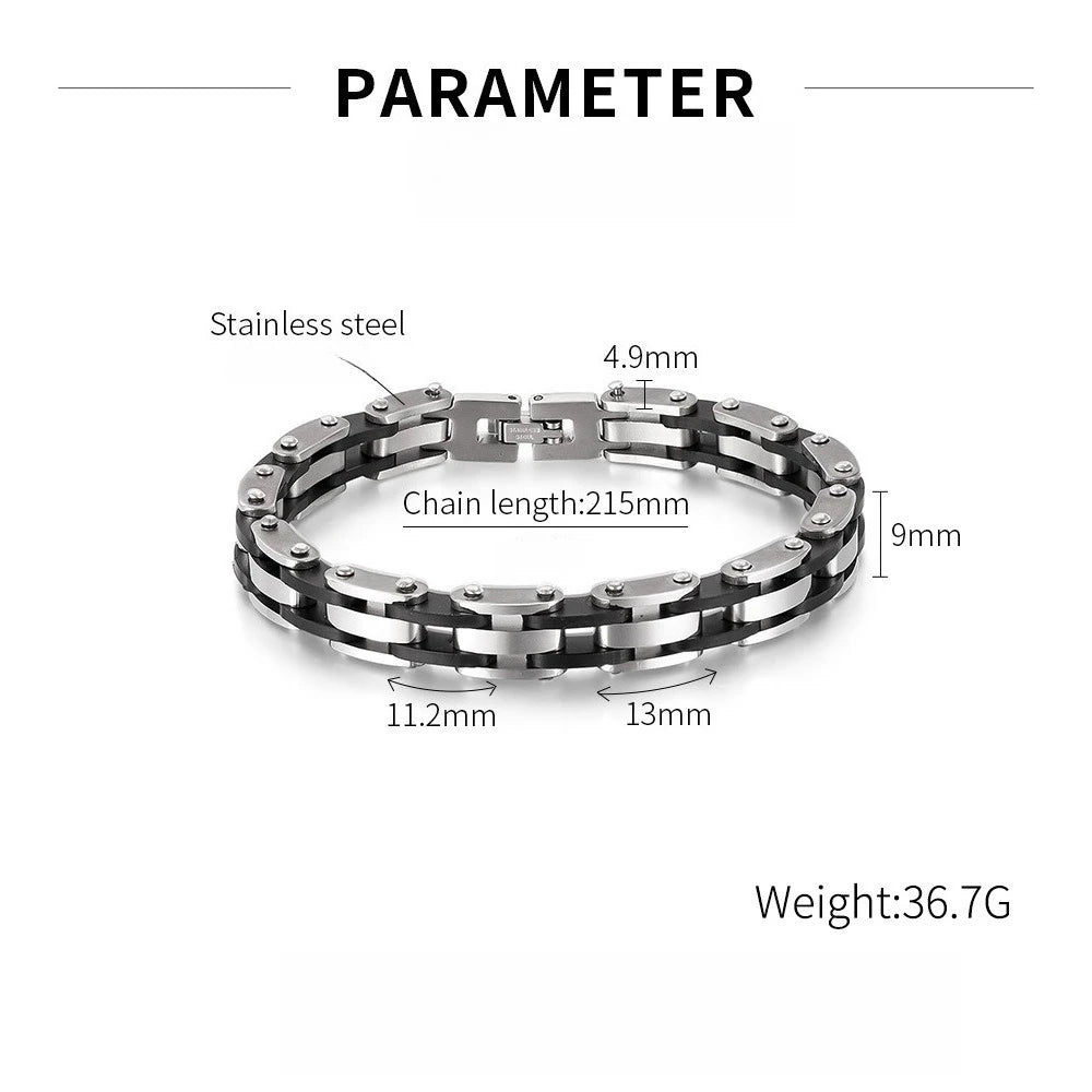 Chunky Men Bracelet,Thick Stainless Steel Strap Chain Link Wristband,Punk Male Jewelry Gift