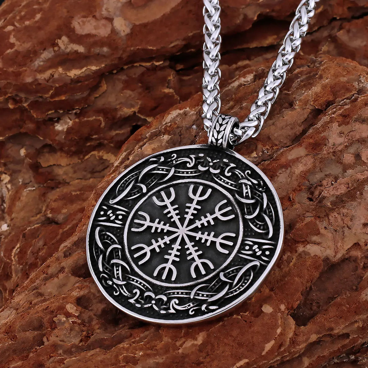 Nordic Mythology Courageous Men Helmet of Awe Necklace Handmade Gold Color Celtic Knot Amulet Biker Party Club Pendant