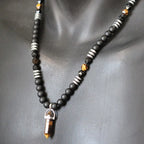 Tiger Eye Onyx Mala Beaded Necklace