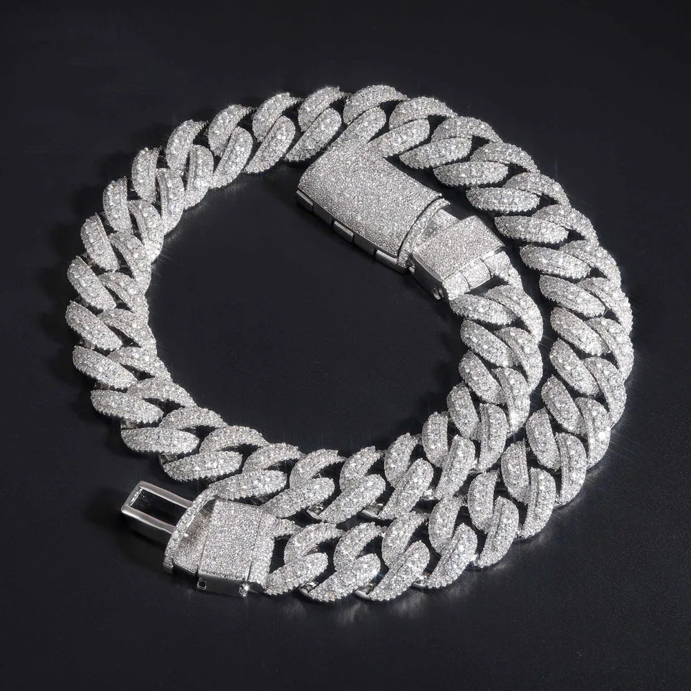 22mm Miami Cuban Link Chain Iced Out Zircon Hip Hop Necklace for Men Women Heavy Bubble Cuban Chain Fashion Jewelry