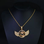 HHIOK Customized Necklaces Circle Chain Picture Personalized Diamond Memory Pendant with Photo Wing Design Gift for Men