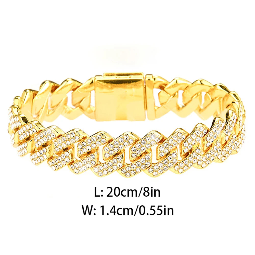 Iced Out Cuban Link Chain Necklace 14mm — Two-Tone