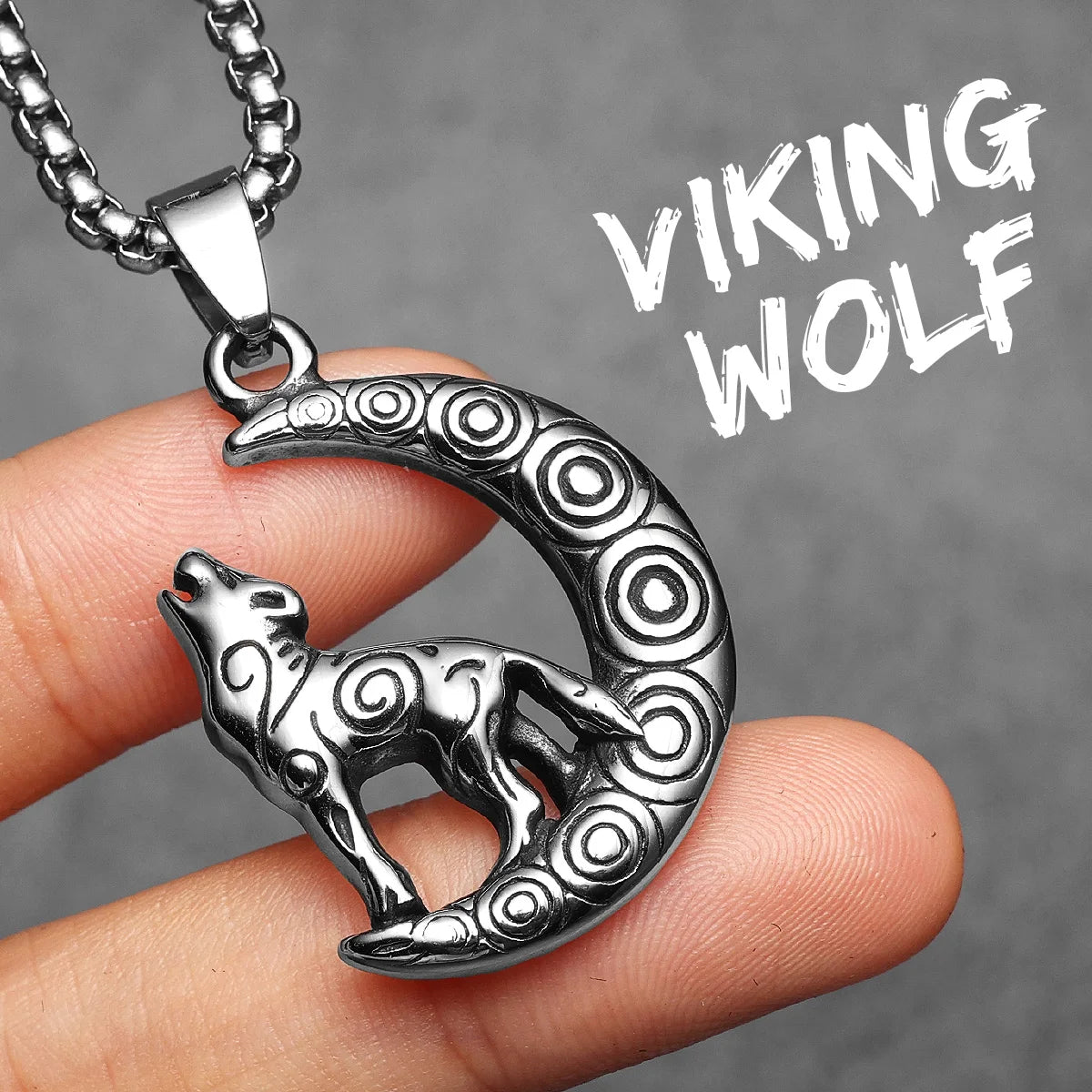 Wolf Stainless Steel Pendant Necklace