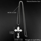 Jesus Cross Praying Hand Stainless Steel Pendant Necklace for Women Men Gold Color Catholic Faith Rosary Box Chain