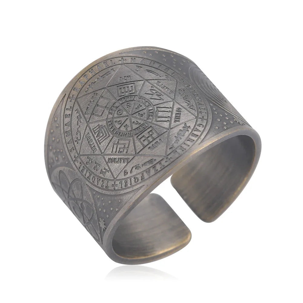 Magic Formation Sigil Seal Open Ring — Wide Adjustable Band