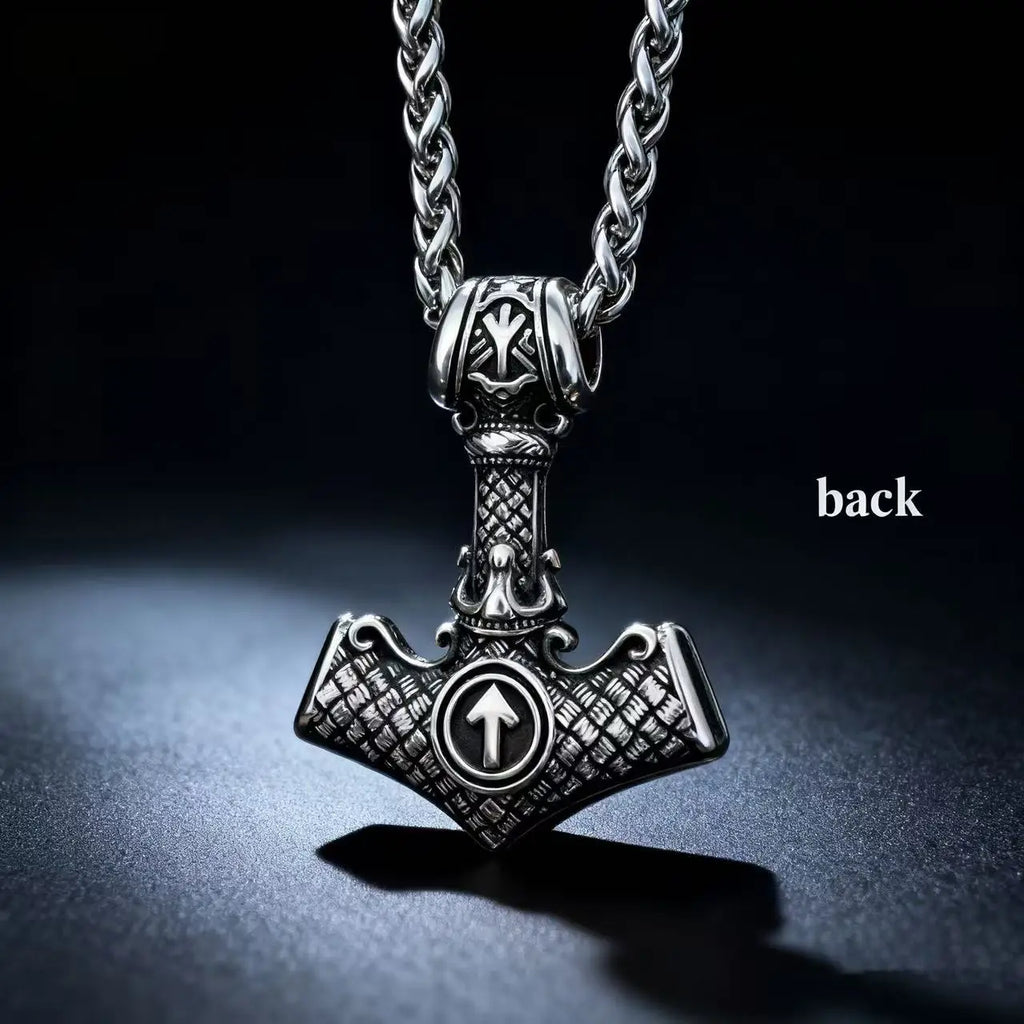 Mjolnir Steel Pendant 316L Norse Odin Knot