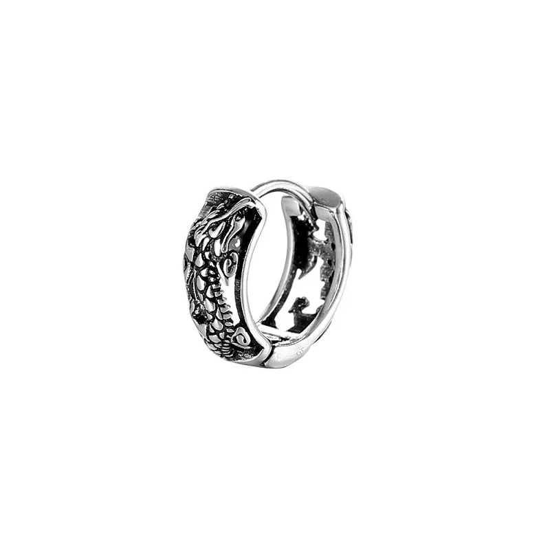 Stainless Steel Retro Punk Hollow Dragon Carved Earrings For Men/Women Hip Hop No Fading Fashion Cool Ear Jewelry
