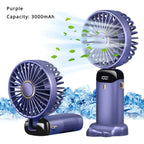 5000mAh Portable Fan Rechargeable 90° Foldable 5 Speed Mini Air Conditioner Small Fan Air Cooler with LED Digital