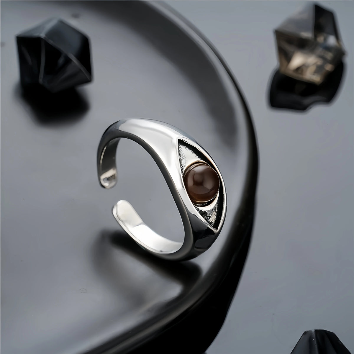 Retro "Horus Eye" Adjustable Open Ring For Men Women Copper Gothic Punk Edgy Jewelry Indie Accessories Niche Gift