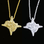 Aokaishen Iced Out Los Ballers La City Necklace Pendant for Men Real Gold Plated Cubic Zirconia Hip Hop Jewelry