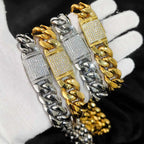 18K Gold Cuban Chain Necklace Iced Out 18MM