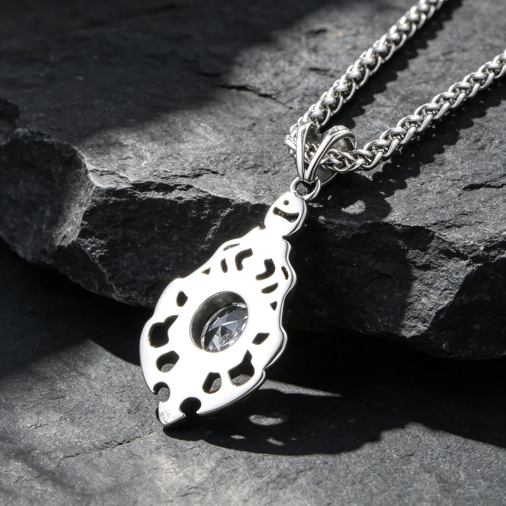 1PCS Cross-Border European and American Fashion Flame-Shaped Stainless Steel Non-Fading Men's Necklace, Shiny and Unique Sharp Arrow Pendant