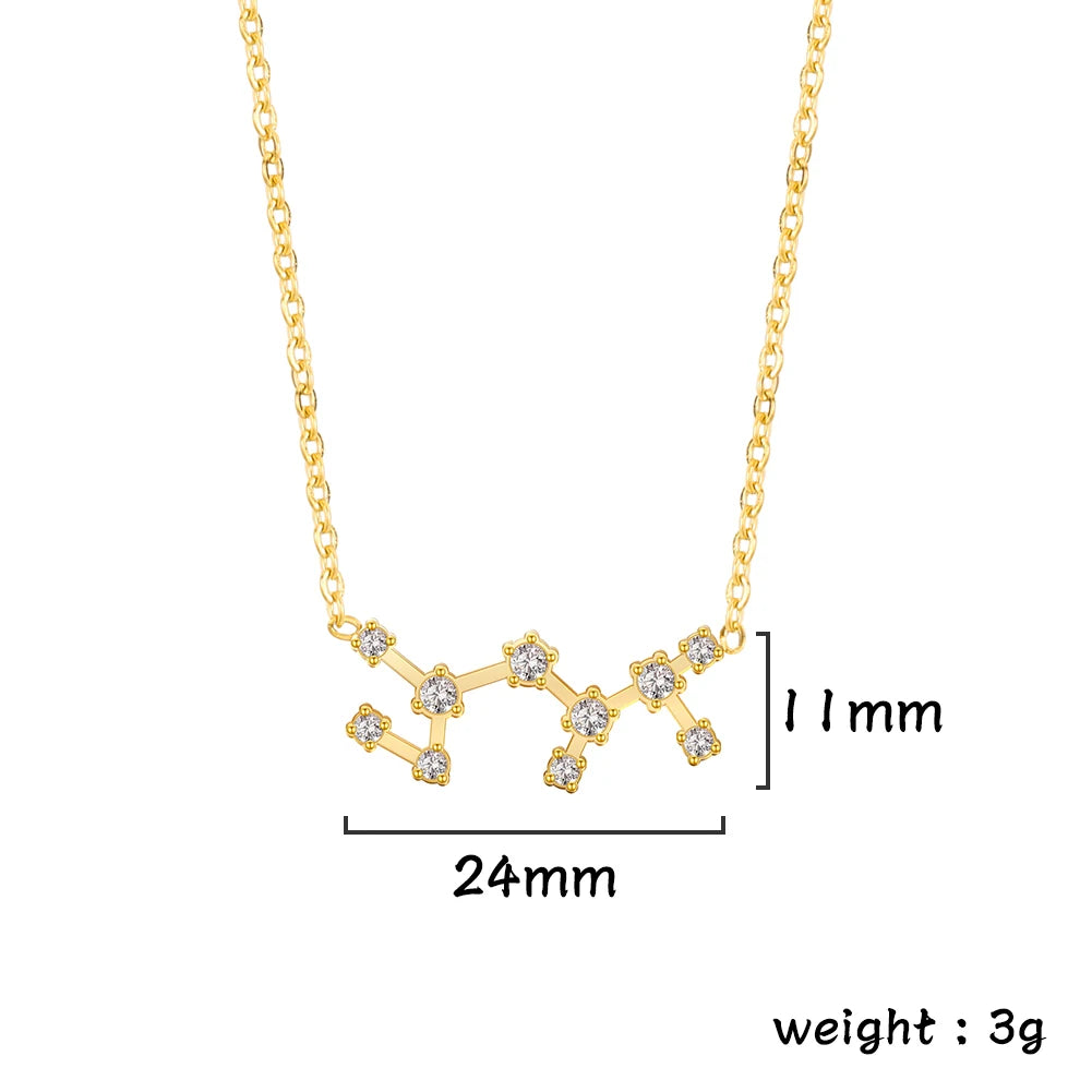 Unift Clear Zircon Zodiac Constellation Women Necklaces Star Sign Pisces Aries Taurus Pendant Fashion Horoscope Amulet Jewelry