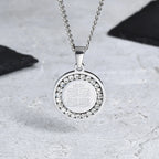 Iced Out Prayer Coin Pendant Necklace — Stainless Steel