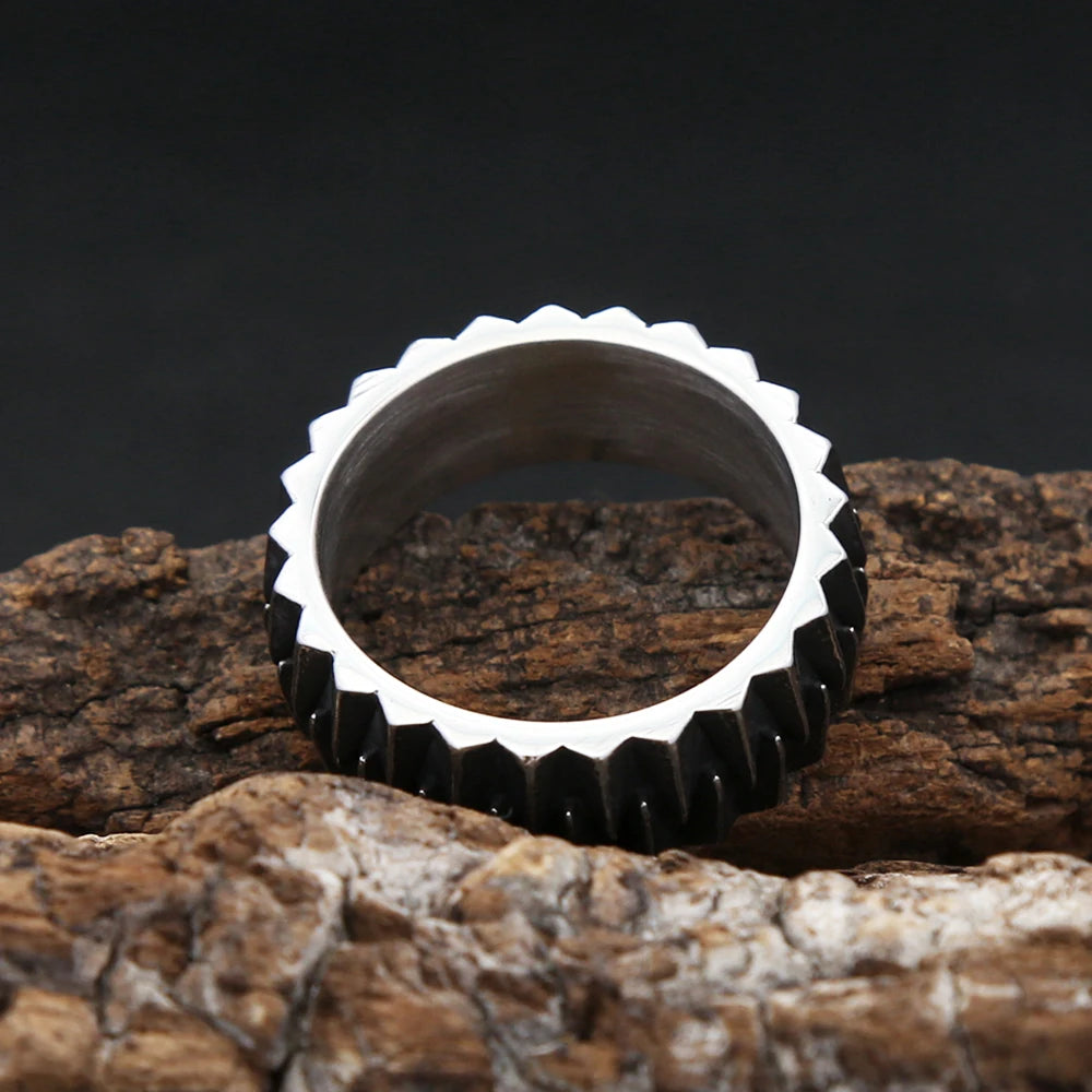 Geometric Gear Ring — Stainless Steel