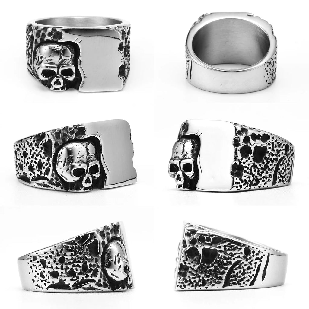 Damaged Skull Ring — Stainless Steel