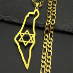 Israel-Palestine Map Pendant Necklace — Gold-Tone