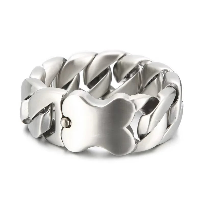 31mm Men's Heavy Bracelets Stainless Steel Cuban Chain Brushed Shiny Chunky Bracelet Bangle For Men Silver Color Jewelry
