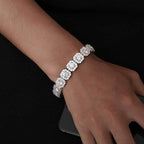 TBCYD 4-6.5mm Full Moissanite Iced Tennis Bracelet for Men Women 925 Silver Square Cuban Link  Hip Hop Plated 18k Luxury Jewelry