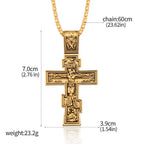 Movie John Wick Jesus Cross Necklace Crucifix Eastern Orthodox Prayer Big Pendant For Men Women Jewelry Accessories