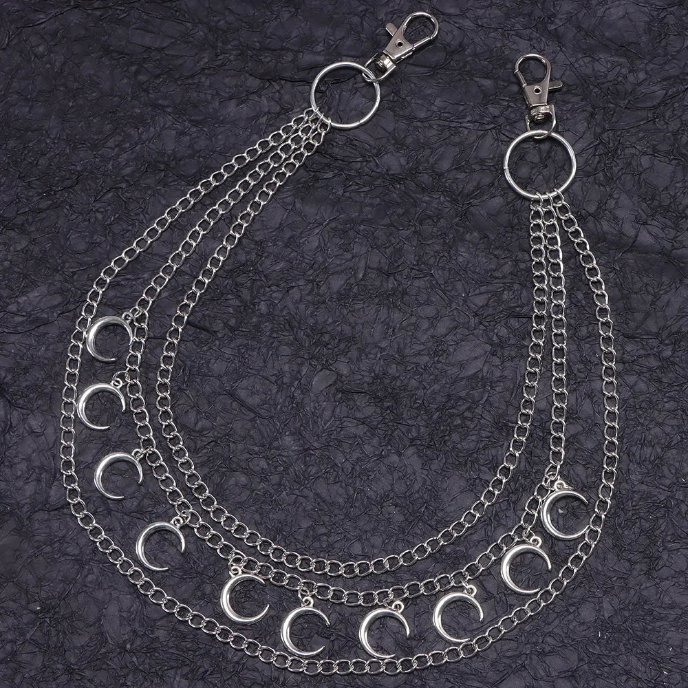 Gothic Pentagram Biker Jean Pants Chain Keychain