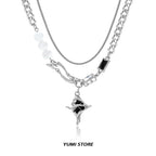 Hip Hop Melting Star Pendant for Man Woman Original Design Non Fading Titanium Steel Lock Chain New Couple Jewelry Kpop