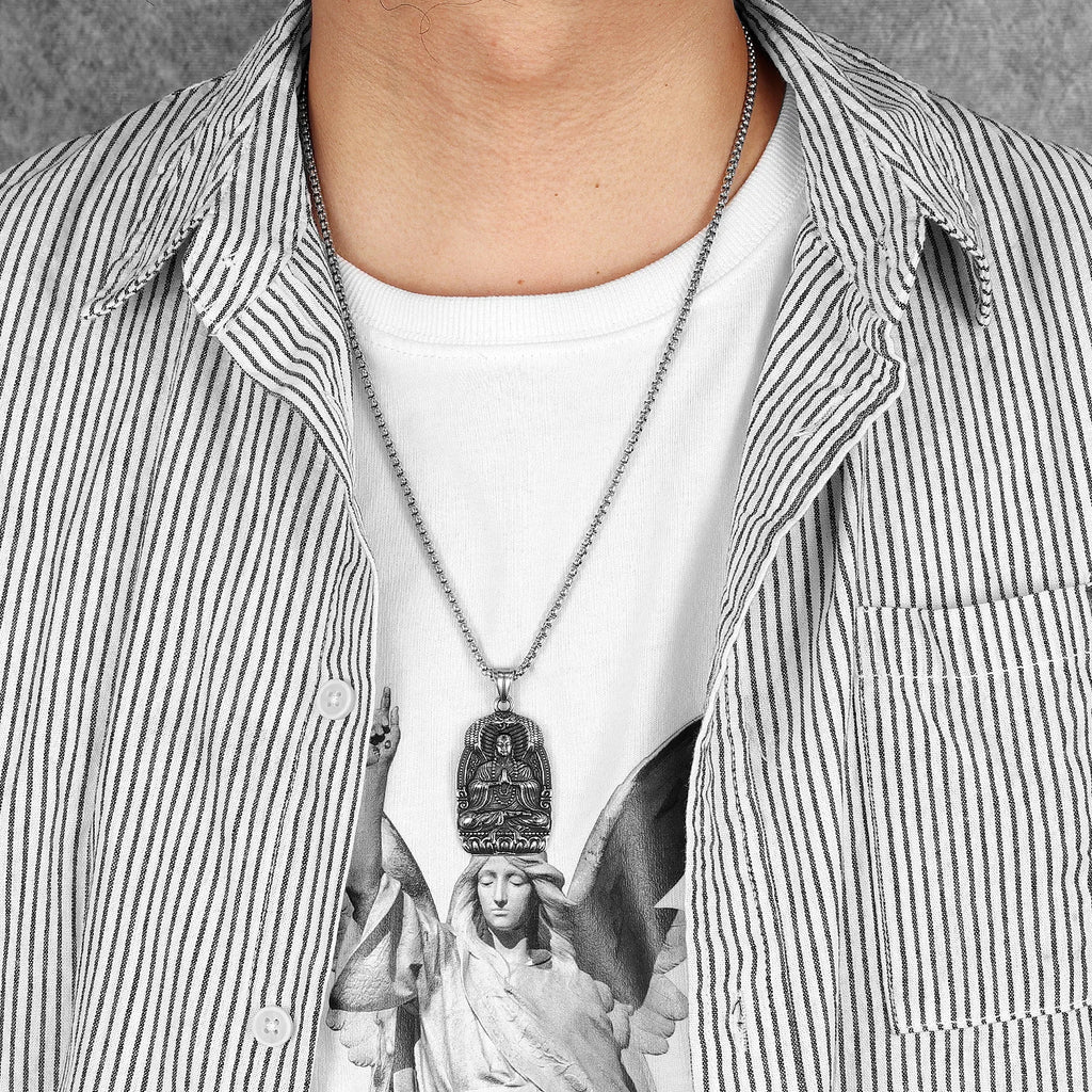 Buddha Pendant Chain Necklace — Stainless Steel