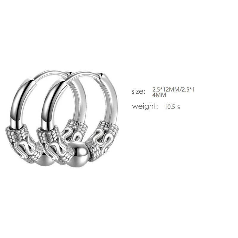 Stainless Steel Gothic Totem Hoop Earring