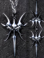 Double Skull Horn Pendant Necklace — Copper