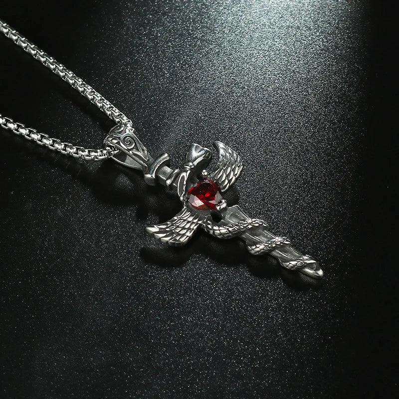 Cross Snake Steel Pendant European American Versatile