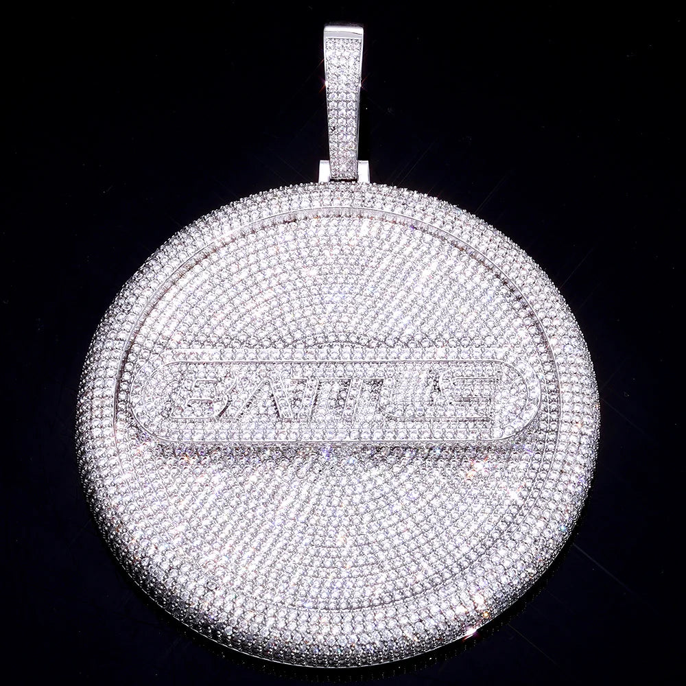Iced Out Letter Pendant Necklace Round 8CM