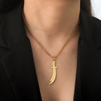EUEAVAN 1pc Islamic Imam Ali Zulfiqar Sword Stainless Steel Pendant for Necklace Muslim Arabic Calligraphy Jewelry Making Gifts