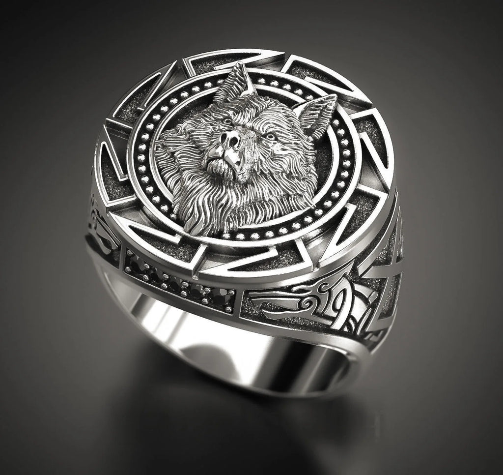 Viking Wolf Totem Head Ring — Stainless Steel