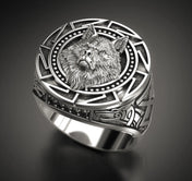 Viking Wolf Totem Head Ring — Stainless Steel
