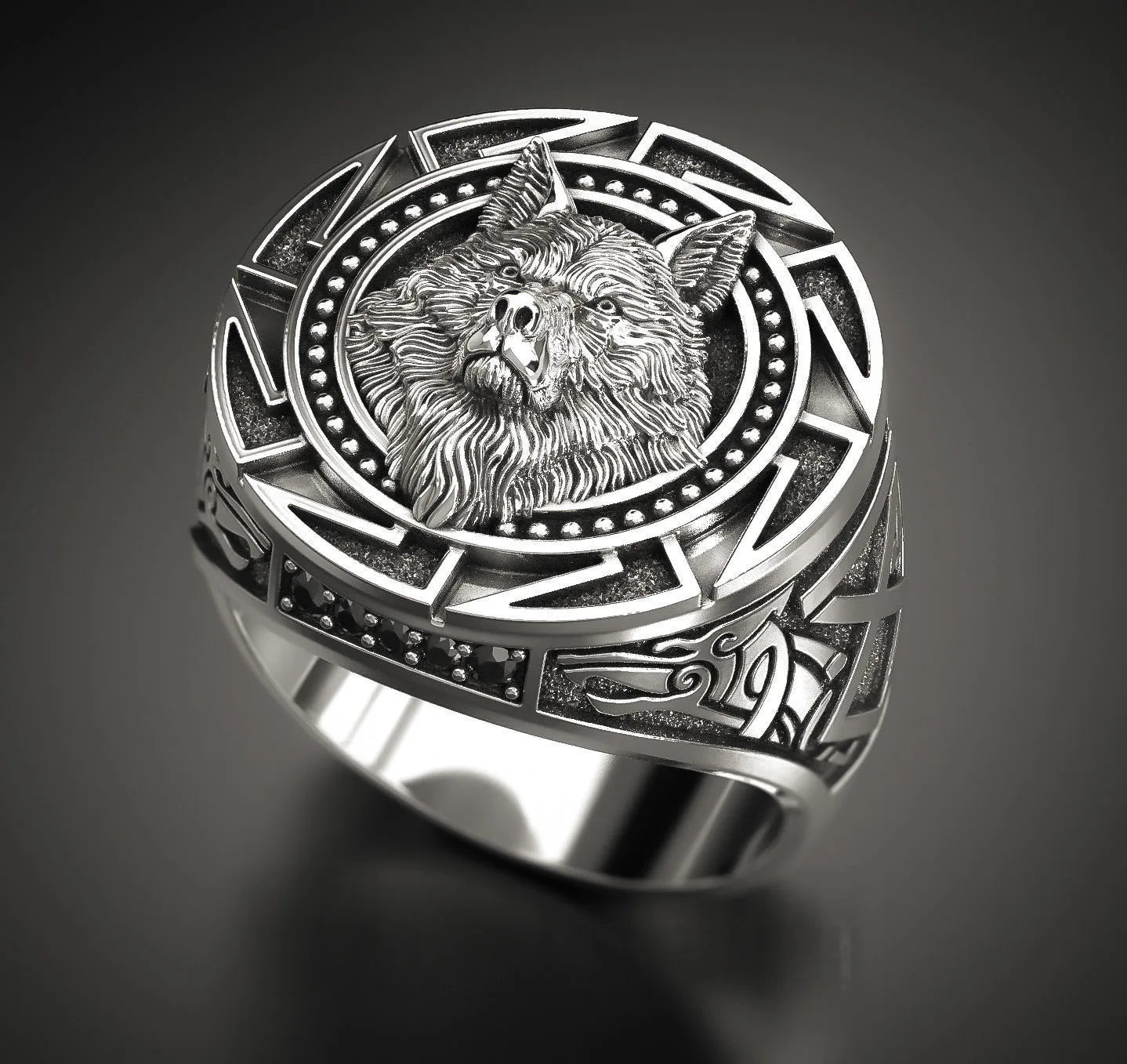 Viking Wolf Totem Head Ring — Stainless Steel