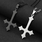 Cross Silver Choker Chain Necklace — Stainless Steel
