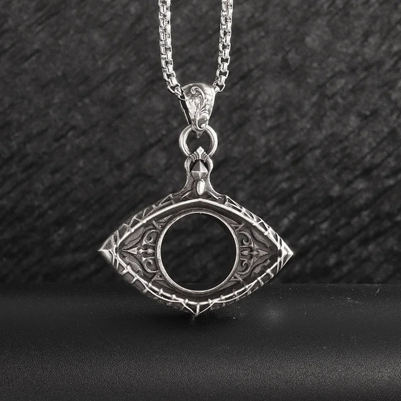 Sun Hugging Moon Round Pendant — Stainless Steel