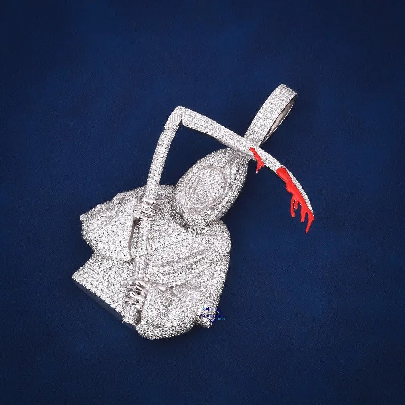 LYEE CYEE Custom Soul Collector Pendant. Iced-Out Grim Reaper with Blood-Red Detail. Your Fearless Statement. pendant