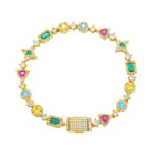 Gold Iced Out Tennis Necklace Colored Gemstone