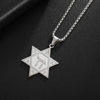 Hamsa Hands of Fatima Hebrew Pendant Stainless Steel Jerusalem Star of David Necklace Women's Jewish Jewelry