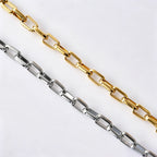 Statement Rectangle Chain Necklace — Stainless Steel