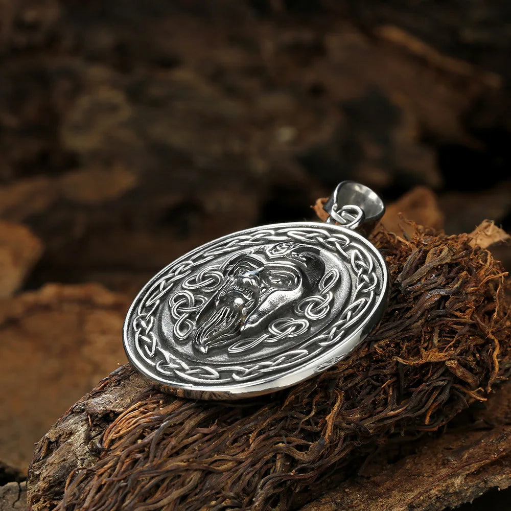 Classic Retro Viking Odin Pendant Necklace Men Knight Necklace Hero Mask Rock Punk Pendant Stainless Steel Accessories Wholesale